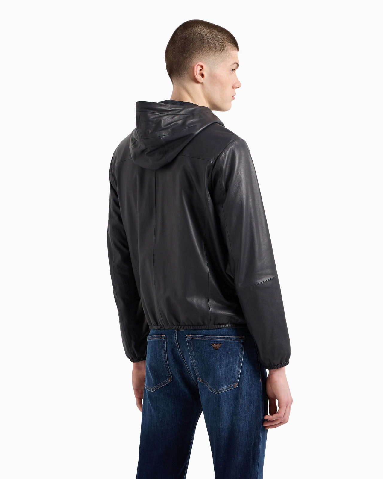 Hooded, semi-aniline nappa lambskin blouson with full-length zip - 3