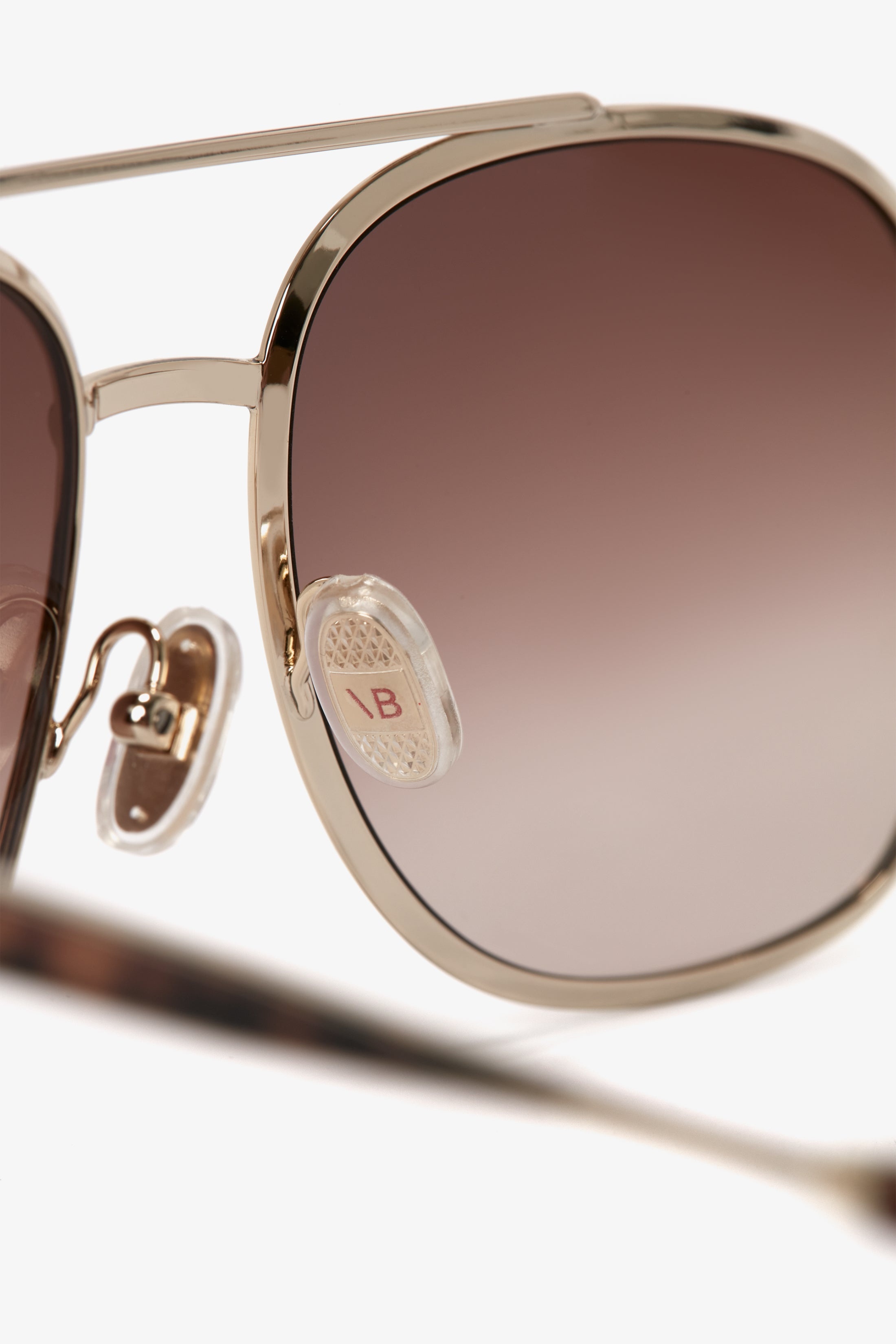 Double Bridge V Detail Sunglasses in Gold Brown - 3