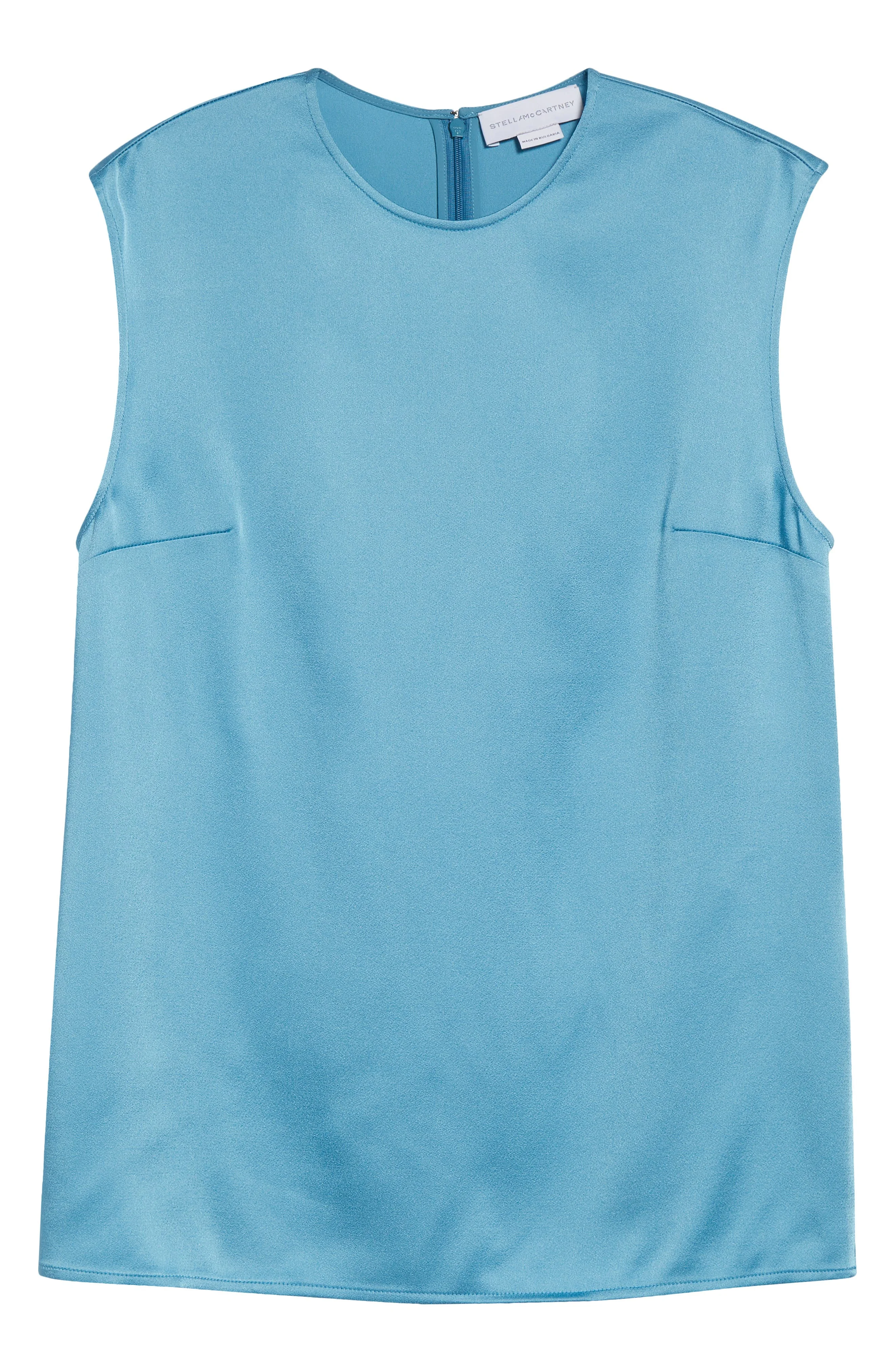 Stella McCartney Sleeveless Crepe Back Satin Top in Steel Blue at Nordstrom - 1