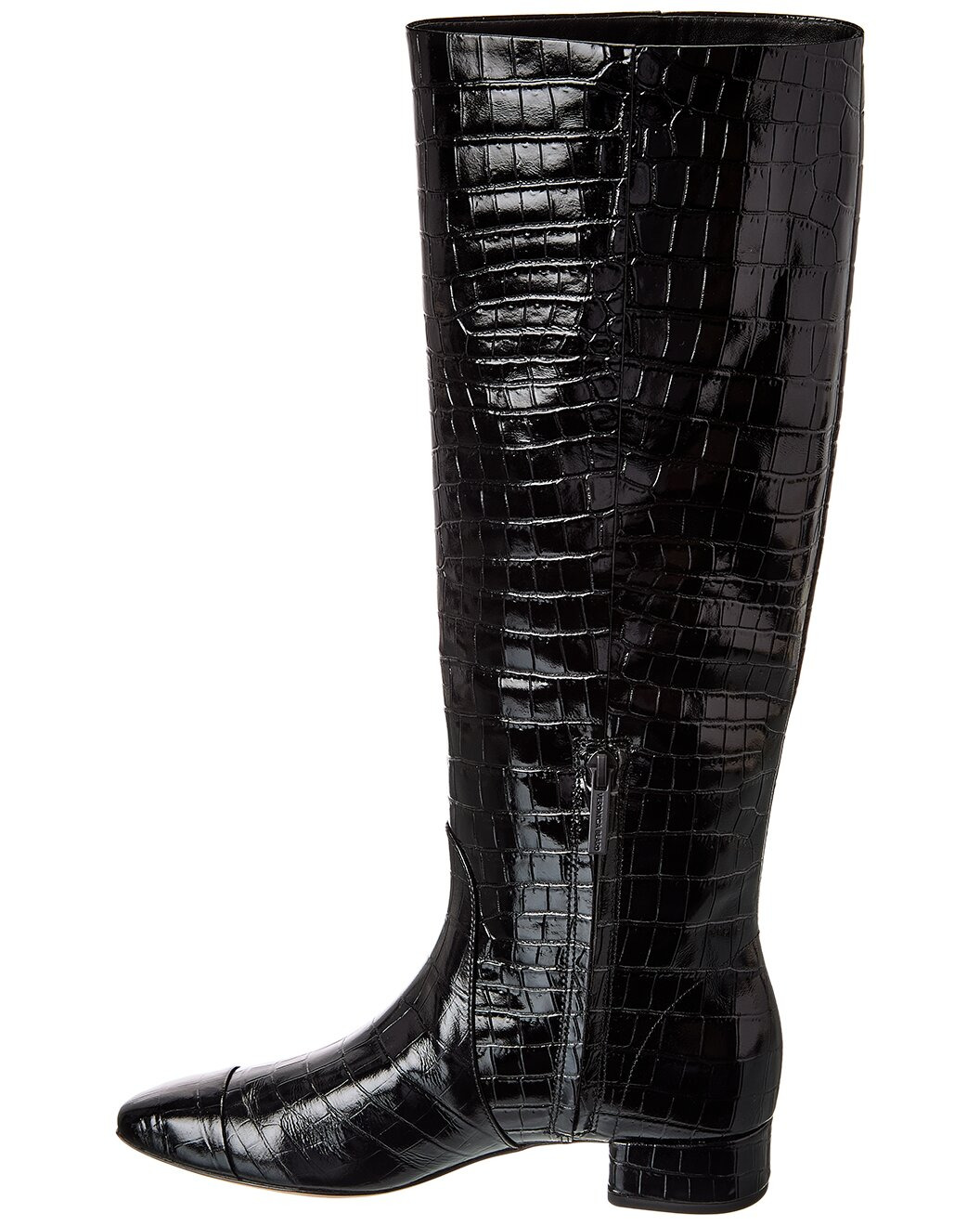 Veronica Beard Cecile Croc-Embossed Leather Knee-High Boot - 2
