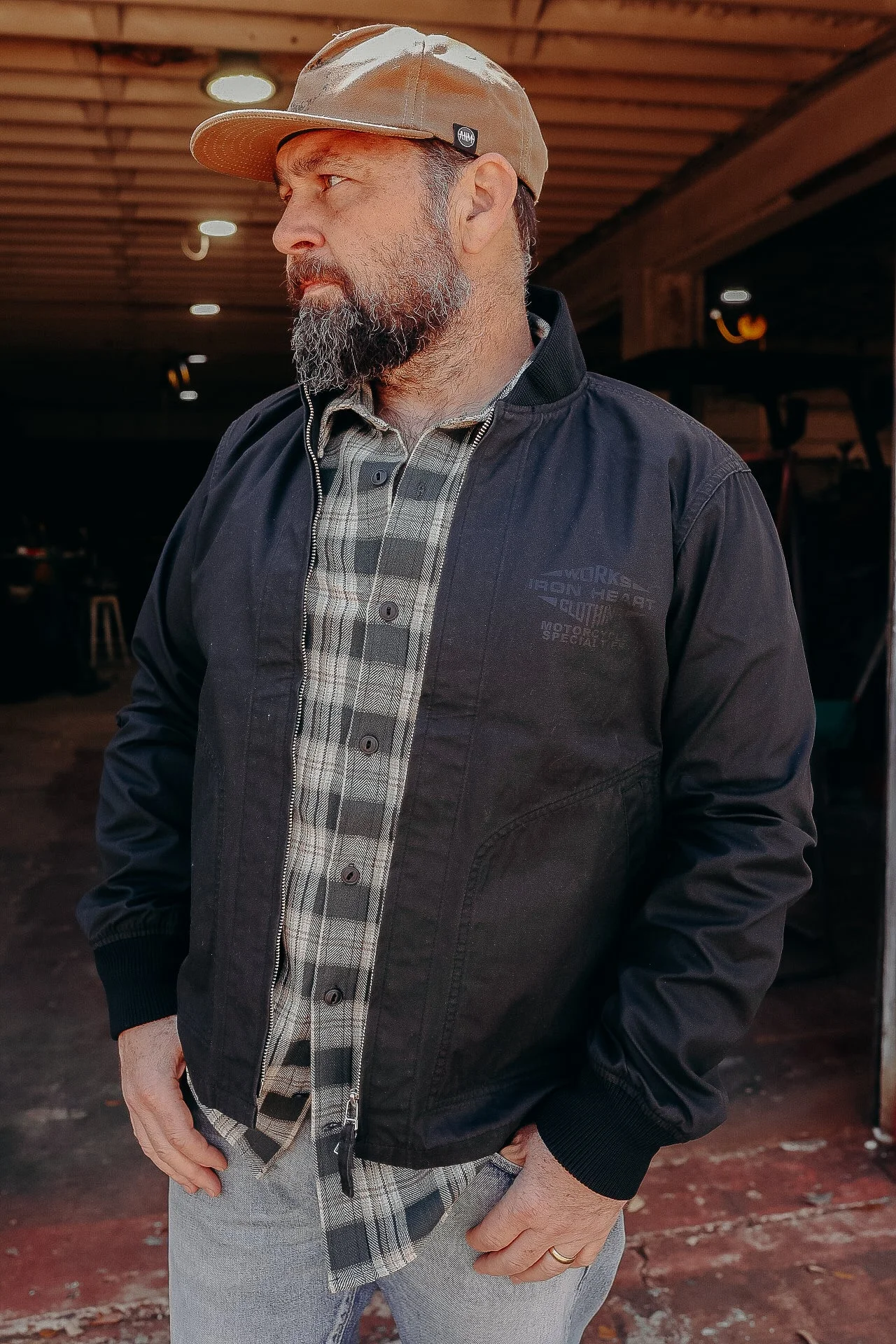 7OZ RUBBER WAX COATED WINDBREAKER - BLACK IHJ-145-BLK - 1