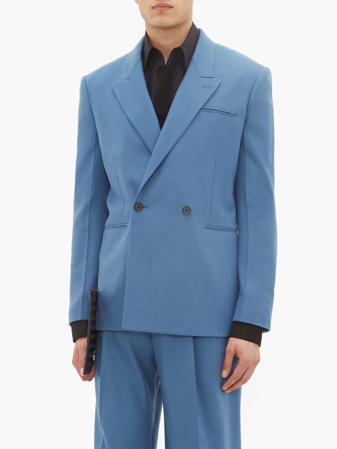 Double-breasted cashmere-blend suit jacket - 6