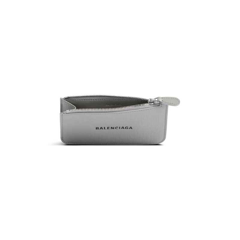 BALENCIAGA Women's Cash Large Long Coin And Card Holder in Grey/black outlook