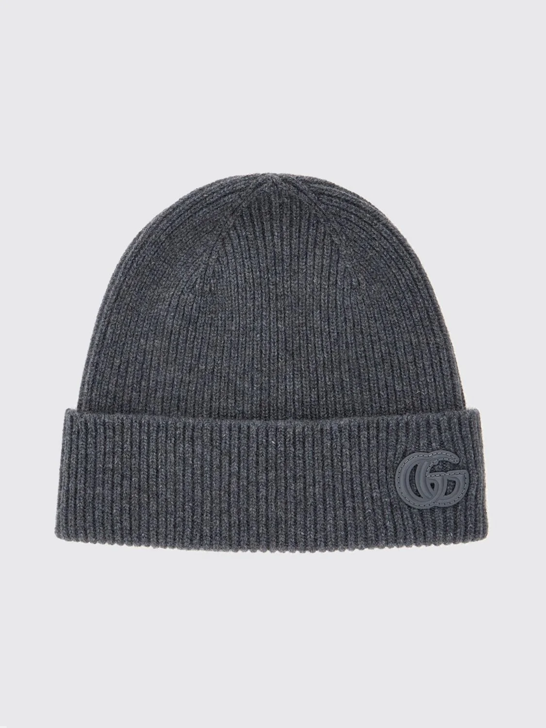 Gucci Men Gg Monogram Ribbed Pure Cashmere Beanie Hat Gucci - 1