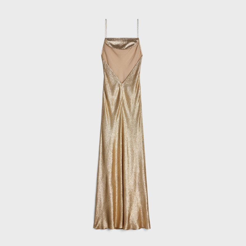 CELINE Low back lingerie dress in satin lamé outlook