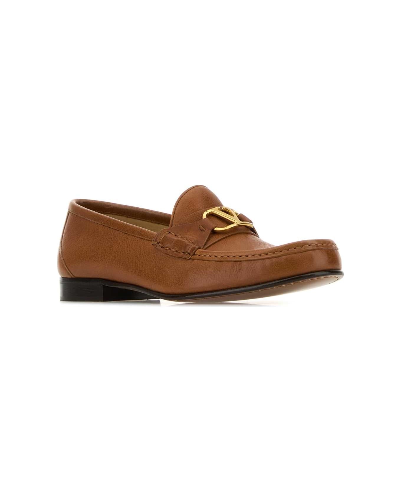 Brown Leather Vlogo Loafers - 2
