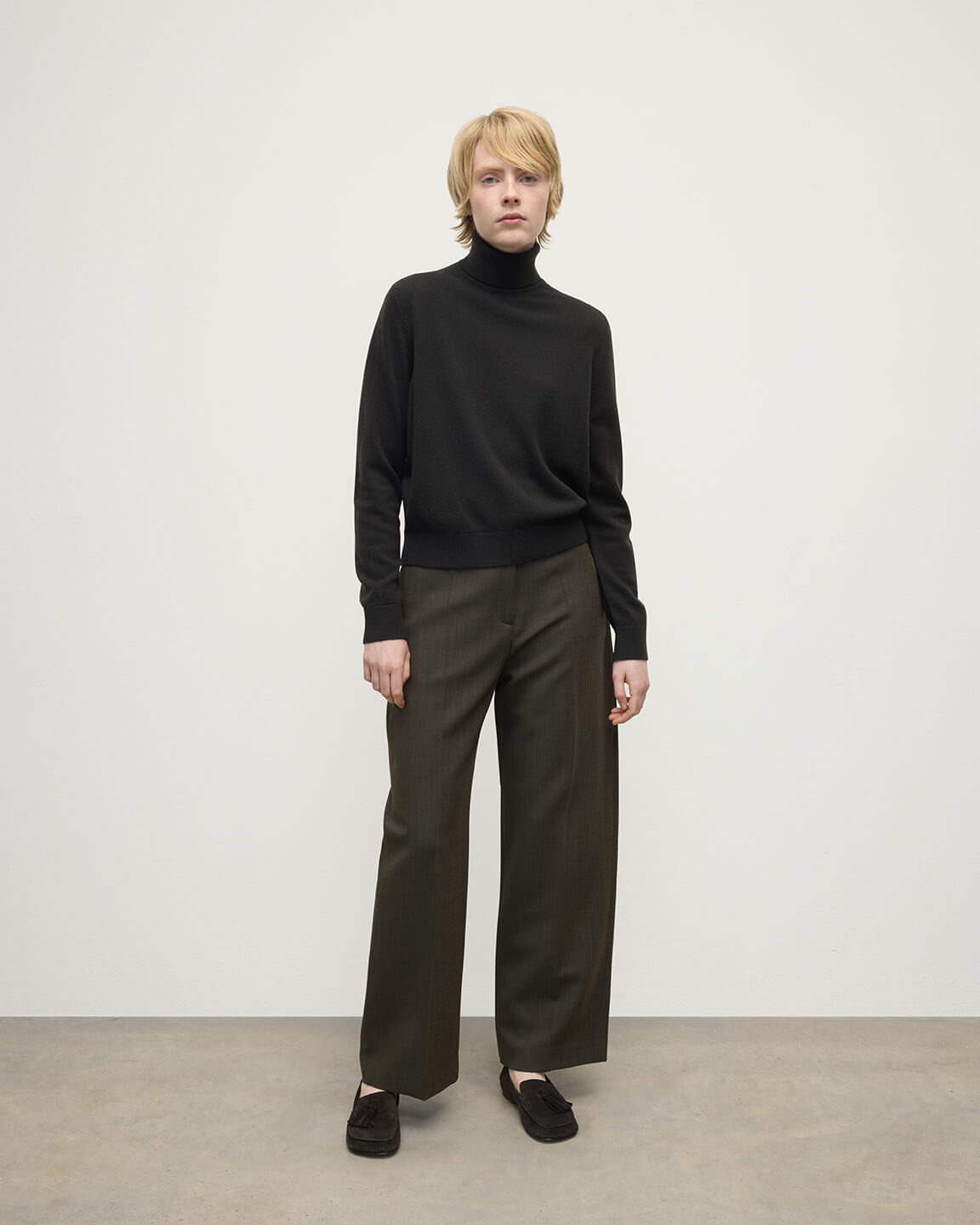 Classic Cashmere Grey Roll Neck Jumper - 2