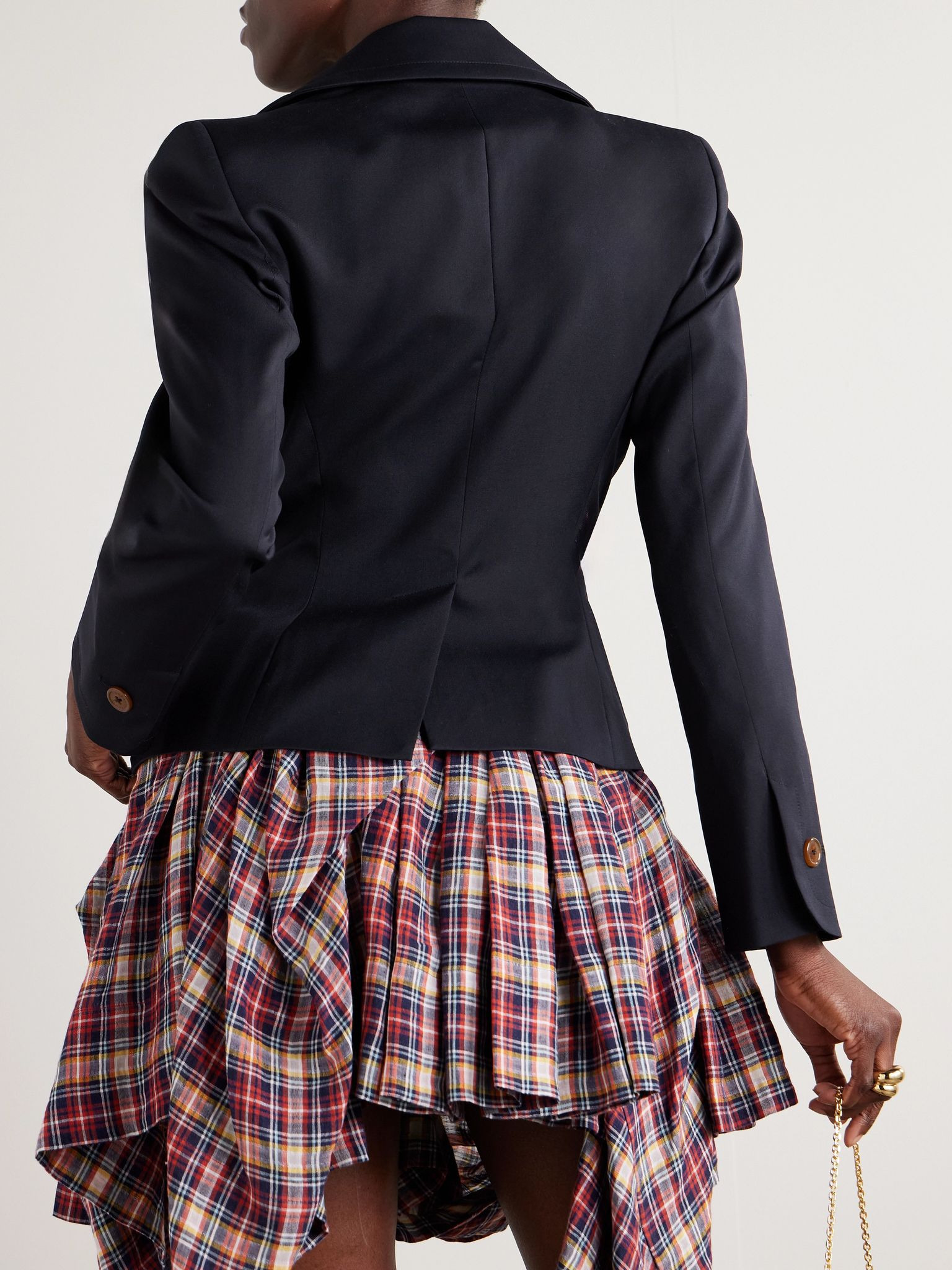 Gathered wool-twill peplum jacket Navy - 3
