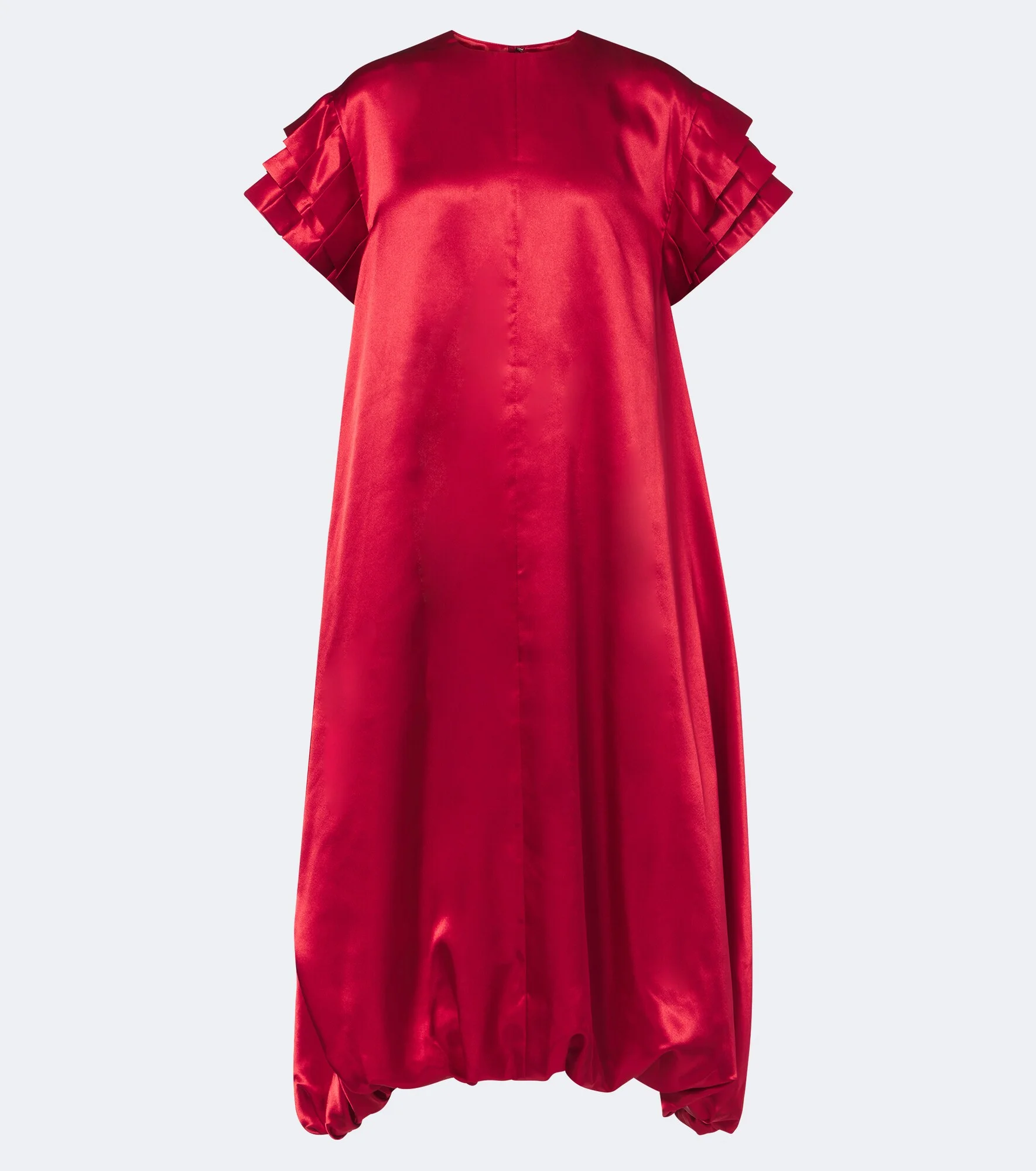 Pleated gathered satin midi dress - 1