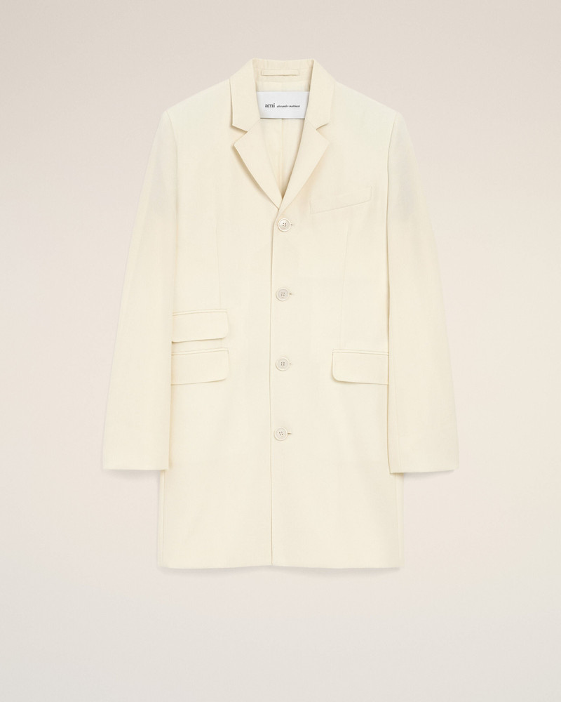 WHITE NEW WOOL STRAIGHT SIMPLE BREASTED COAT 1