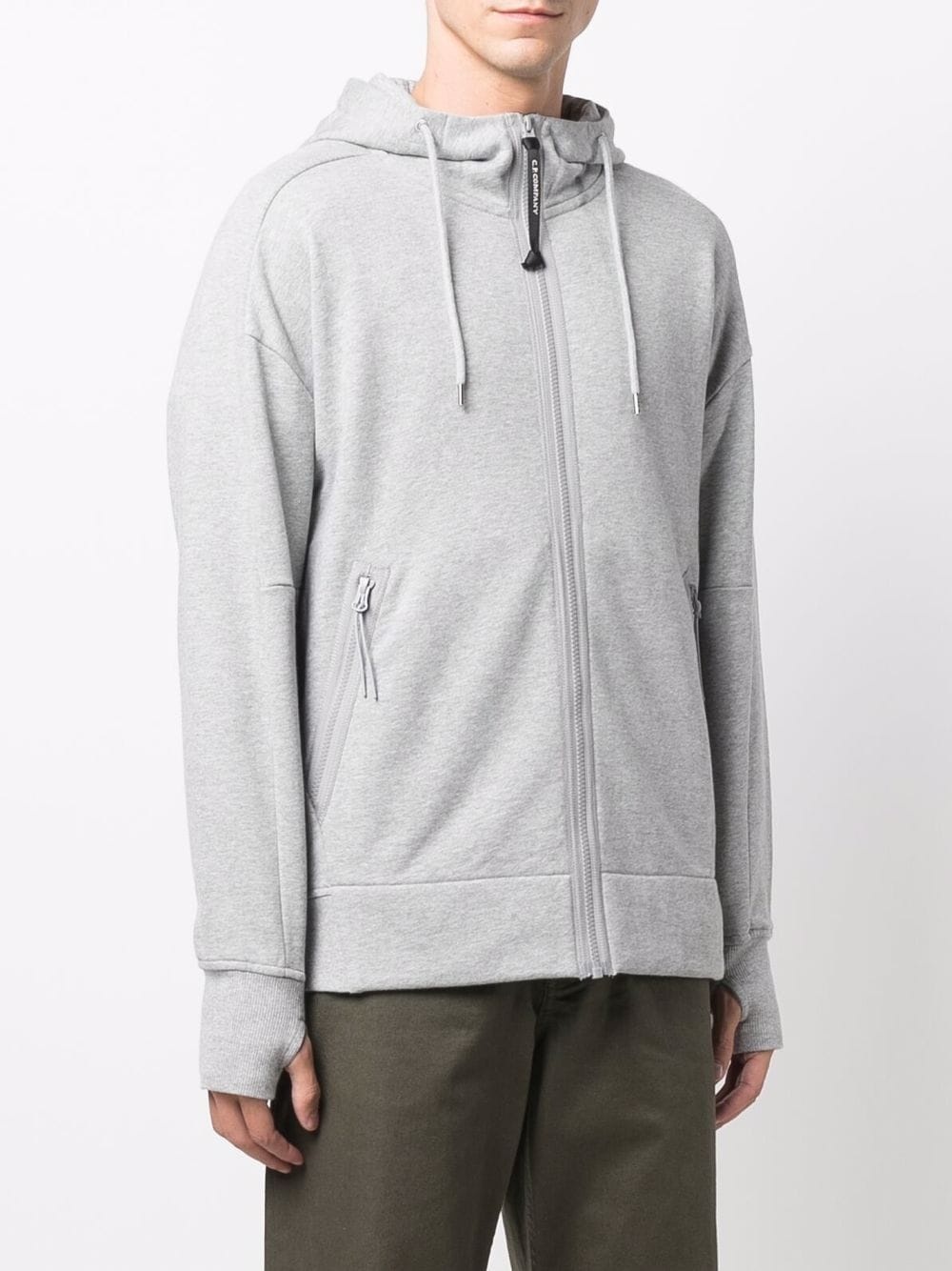 zipped drawstring hoodie - 3