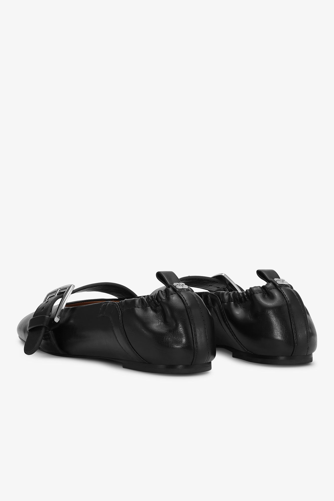 BLACK BUCKLE STRAP BALLERINAS - 3