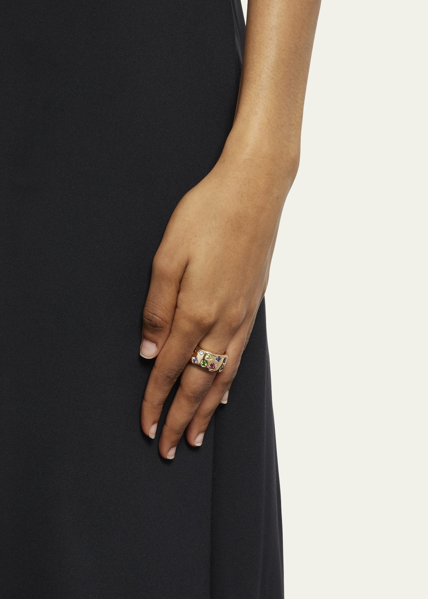Iconica Maxi 18K Rose Gold Ring with Multicolor Gemstones - 2