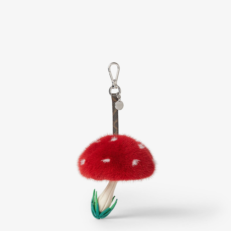 Mushroom Charm Multicolored leather and red mink charm 1