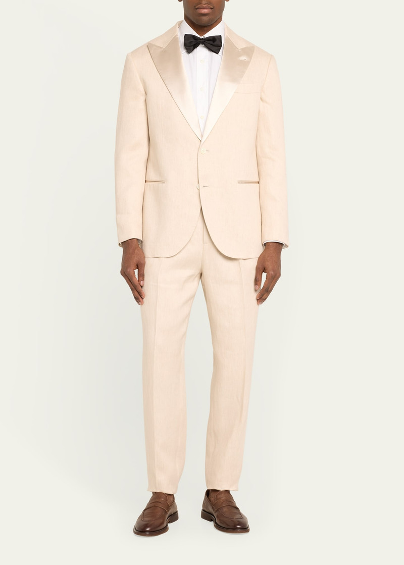 Brunello Cucinelli Men's Linen-Blend Peak Tuxedo outlook