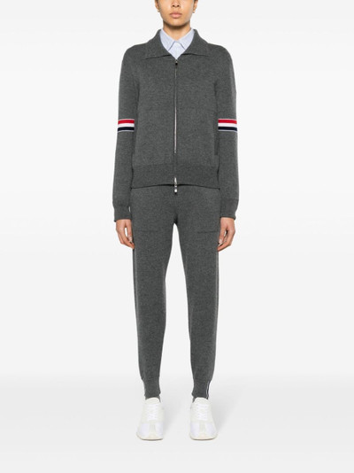 Thom Browne RWB-striped cashmere zipped-up cardigan outlook