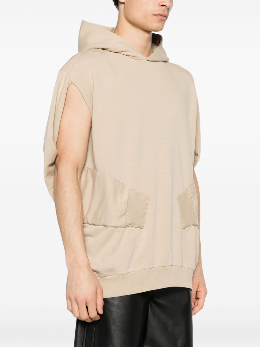 sleeveless cotton-blend hoodie - 4