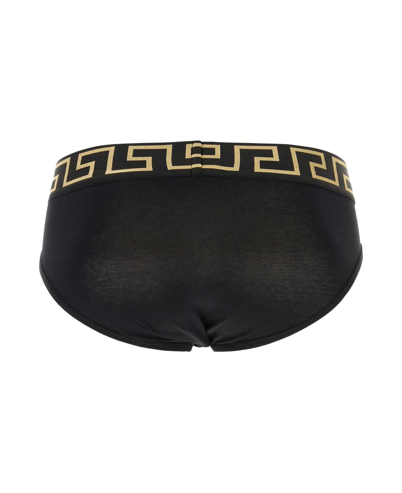 Black Stretch Cotton Brief - 2