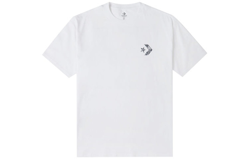 Converse Contrasting Colors cashew Loose Round Neck Short Sleeve Couple Style White 10023154-A01 - 1