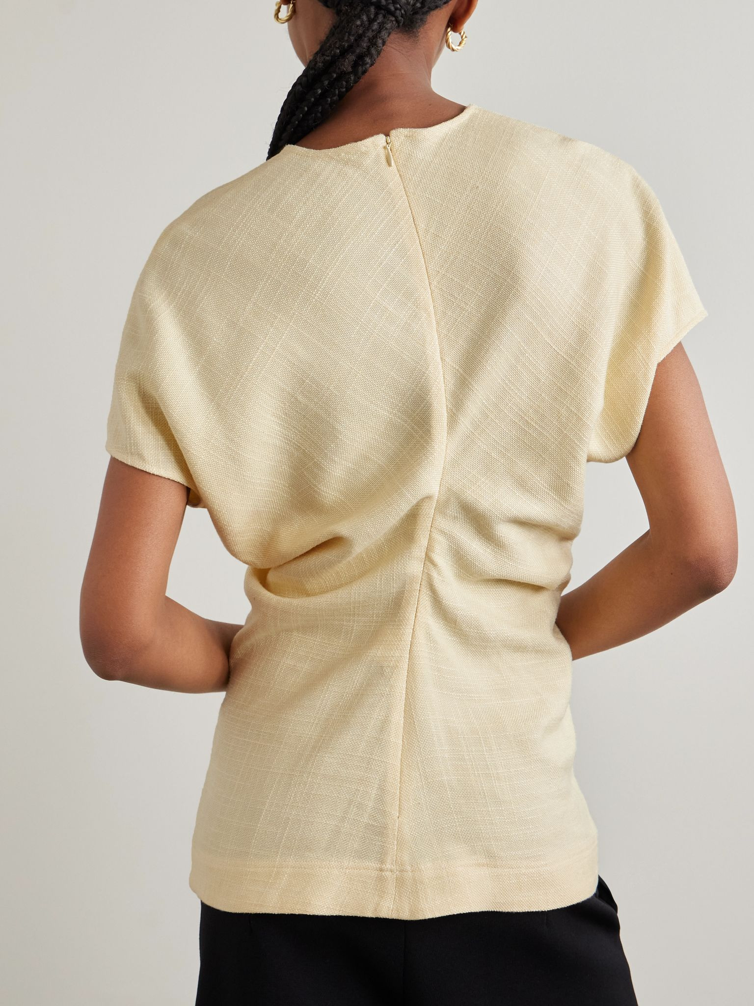 Gathered woven top Pastel yellow - 3
