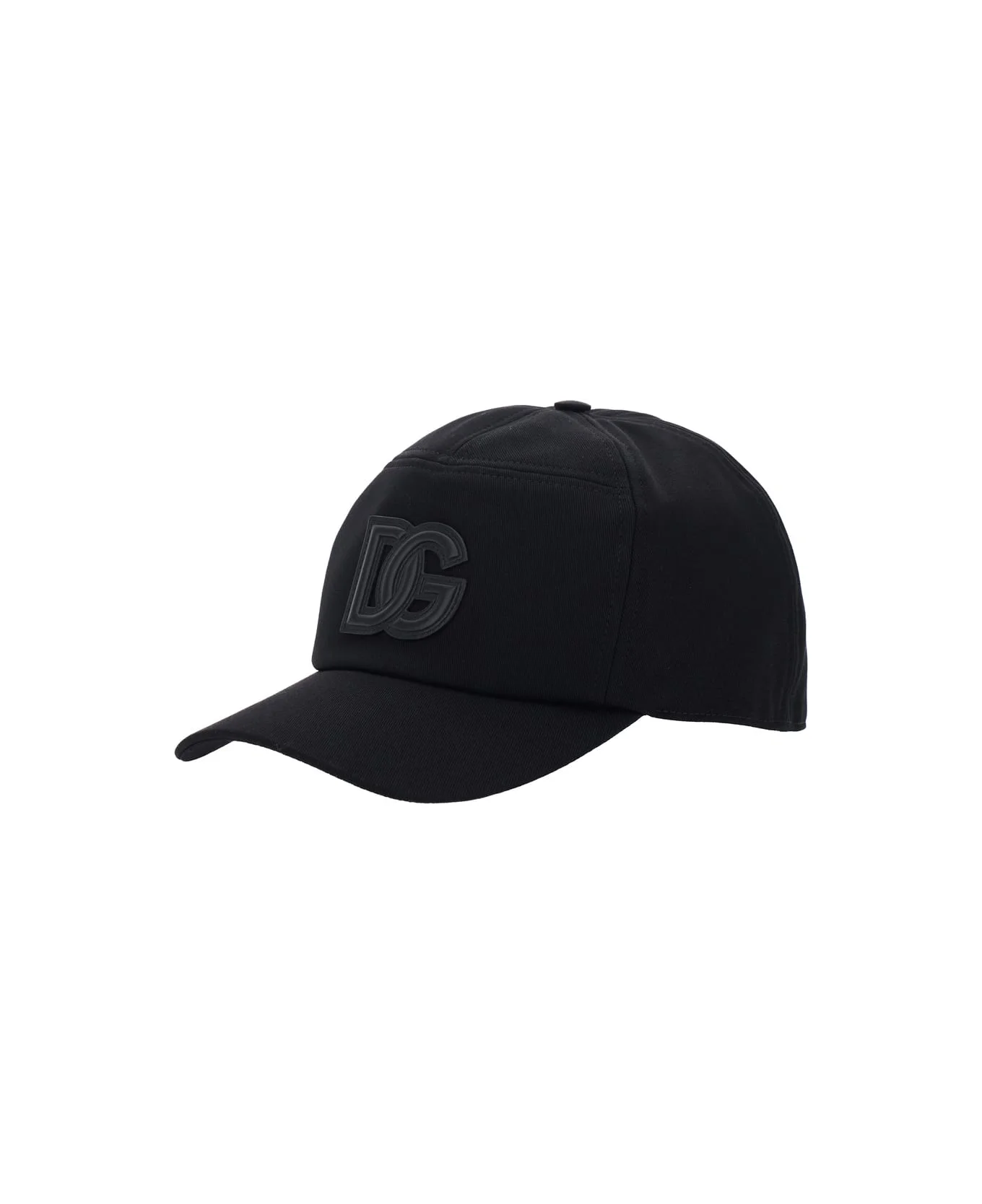 Black Baseball Cap With Logo Patch On The Front In Cotton Man - 1