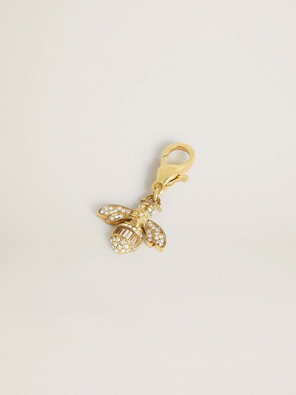 Bee-shaped charm in gold-colored brass with crystals - 2
