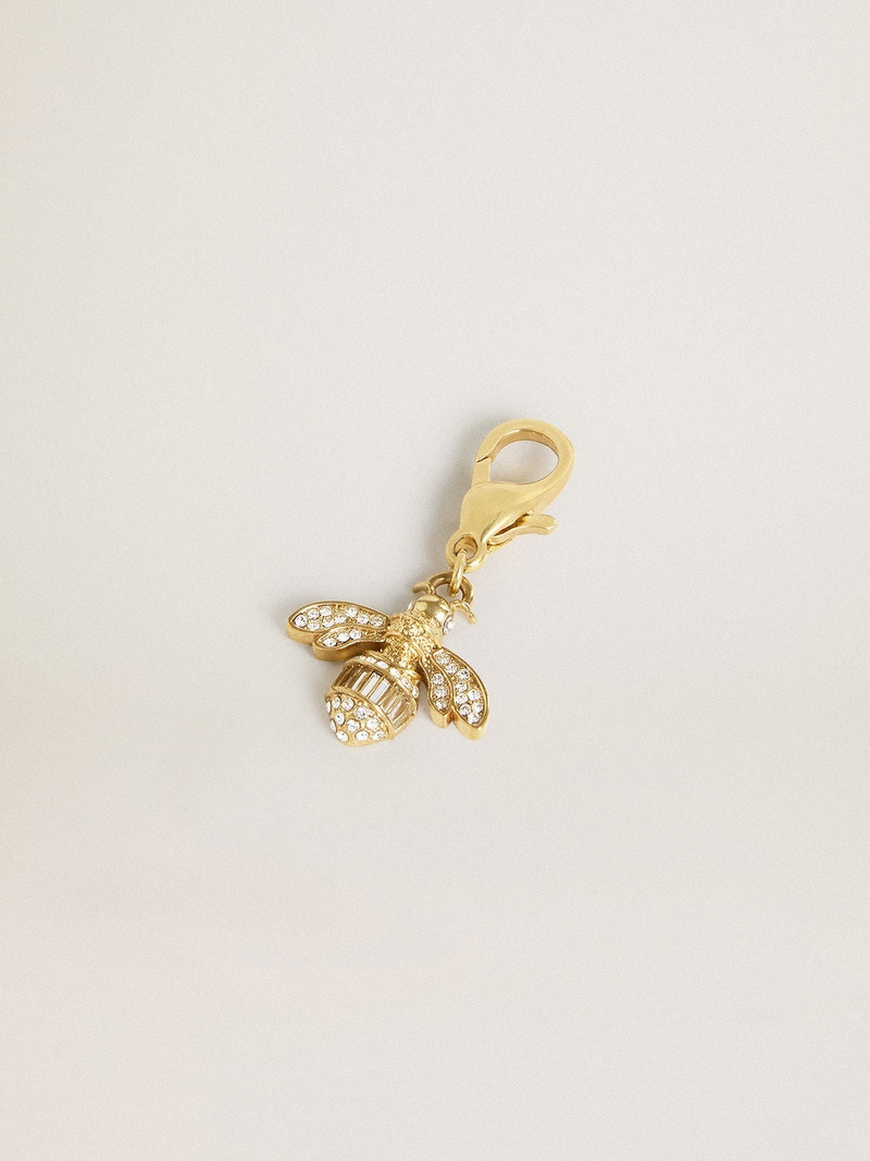 Golden Goose Bee-shaped charm in gold-colored brass with crystals outlook