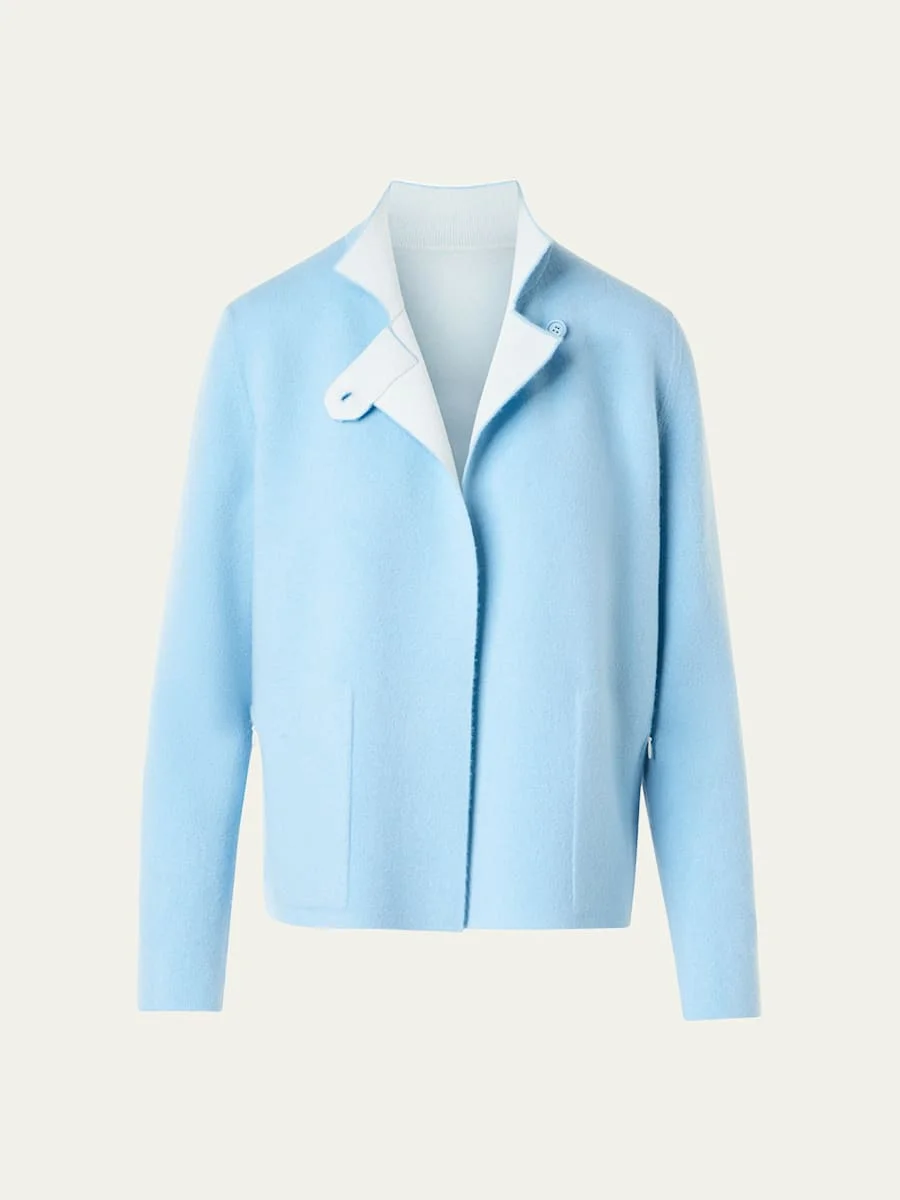 Reversible Cashmere Single-Breasted Jacket - 1