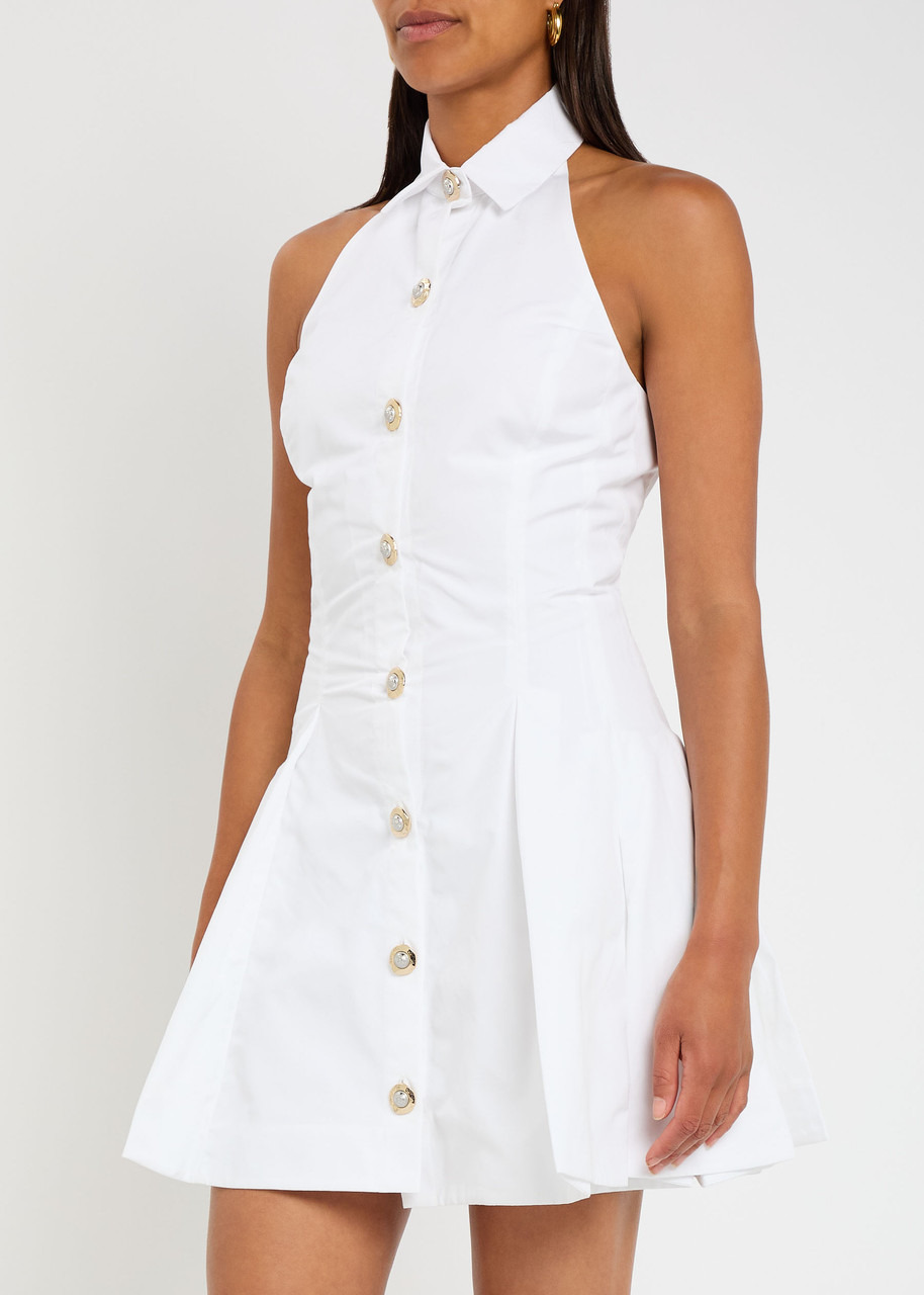 Balmain Halterneck Cotton-poplin Mini Dress - 2