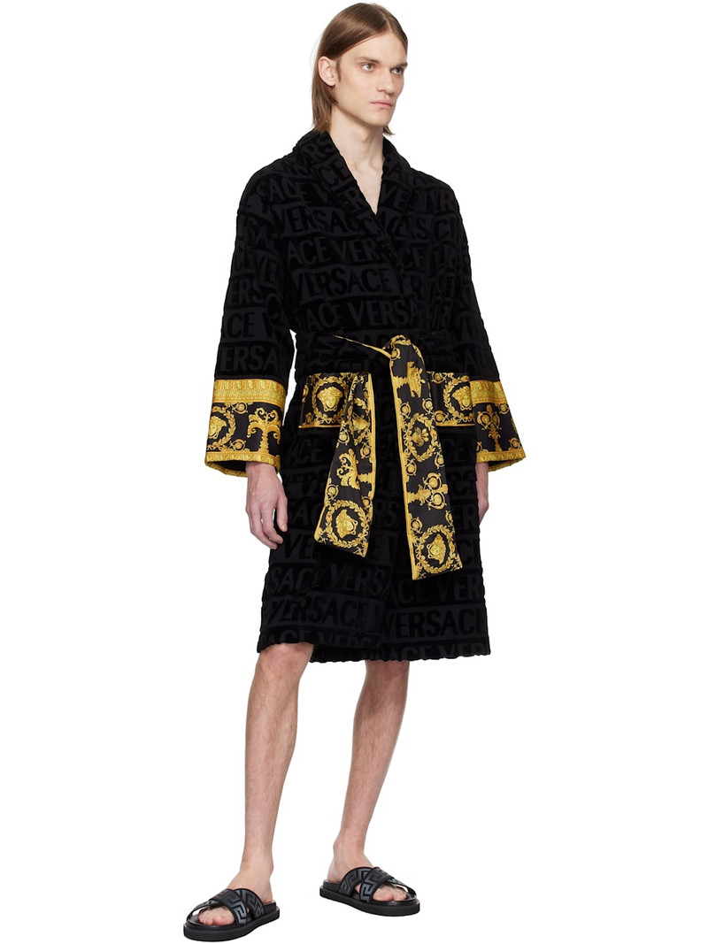 VERSACE Black Greek Ribbon Sandals outlook