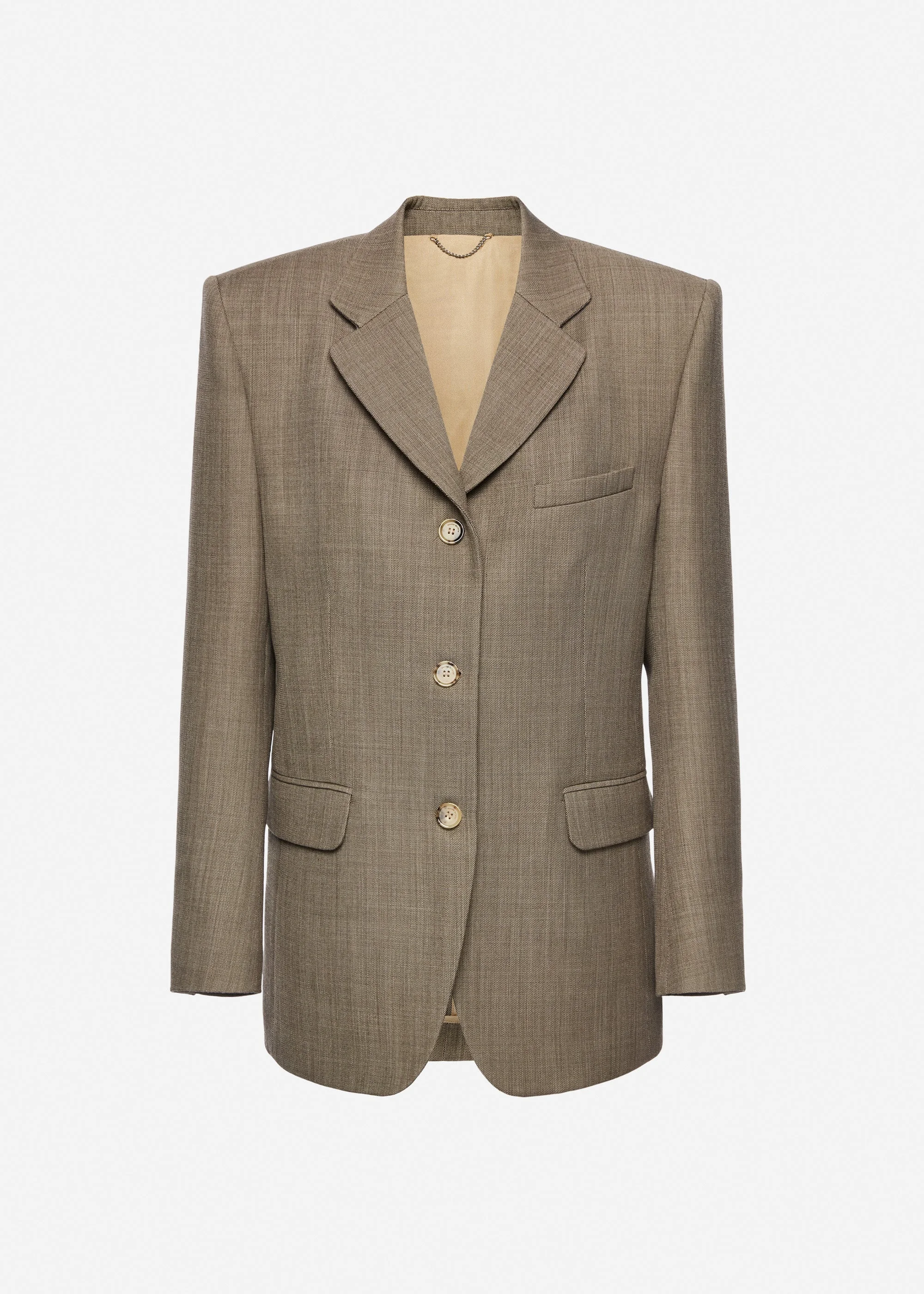 Single-breasted wool and mohair blazer in beige - 1