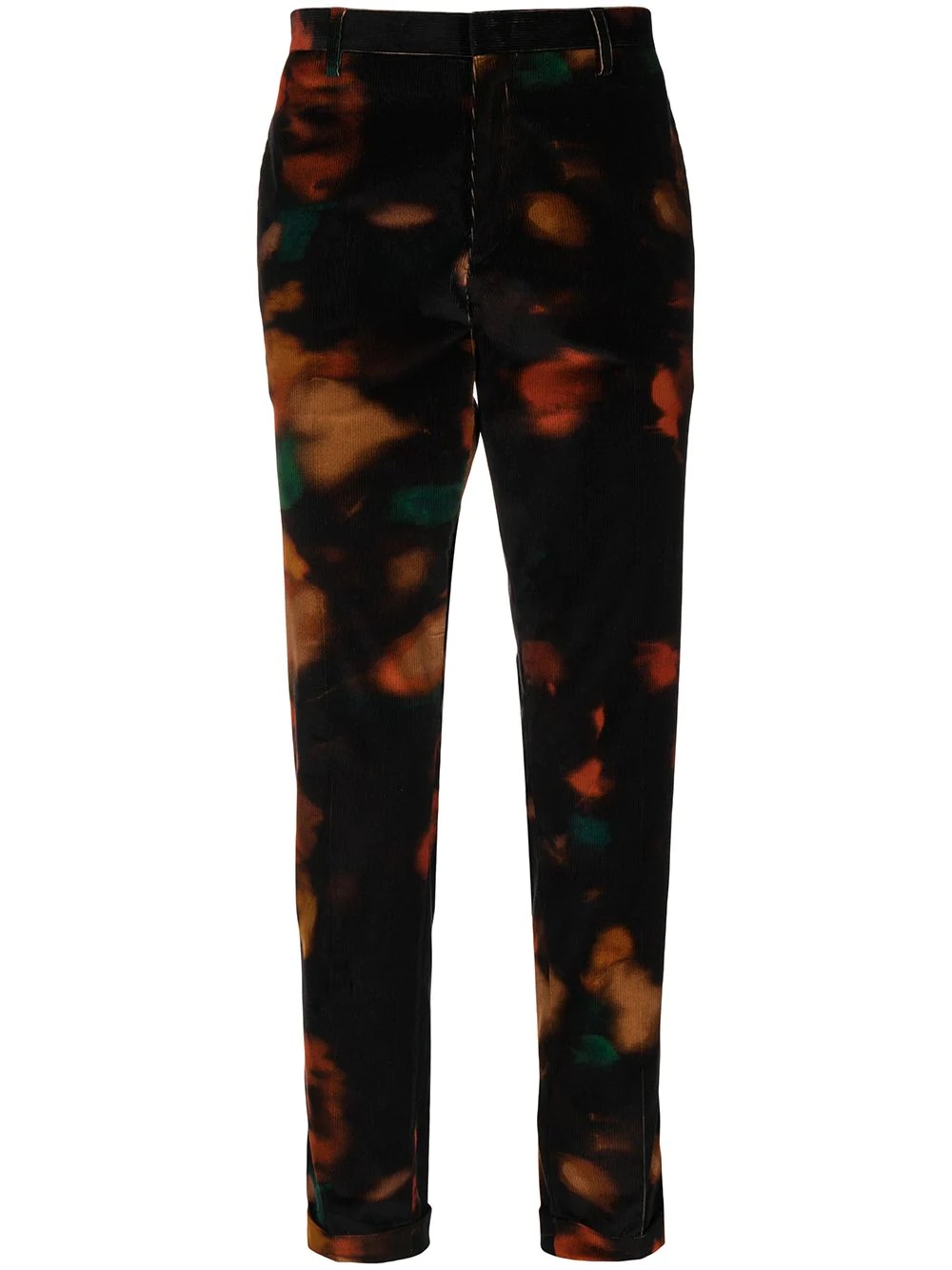 abstract-print corduroy slim-fit trousers - 1