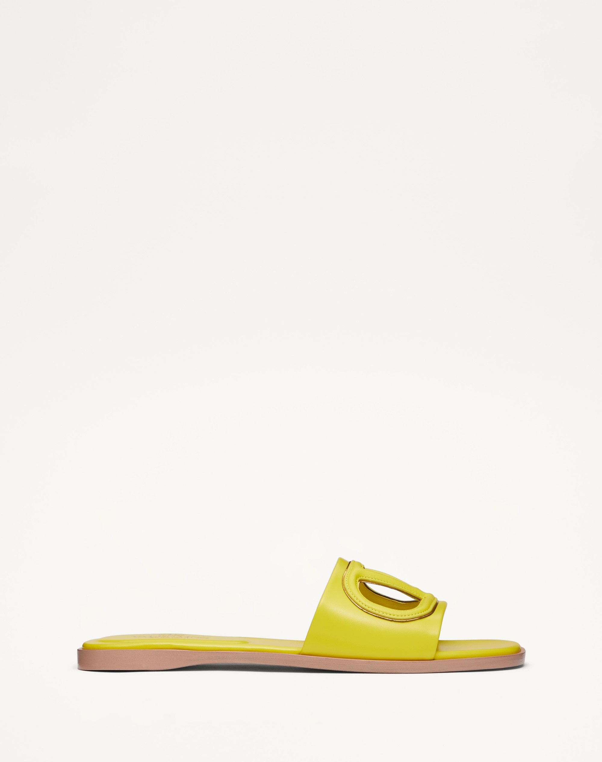 VLOGO CUT-OUT CALFSKIN SLIDE SANDAL - 1