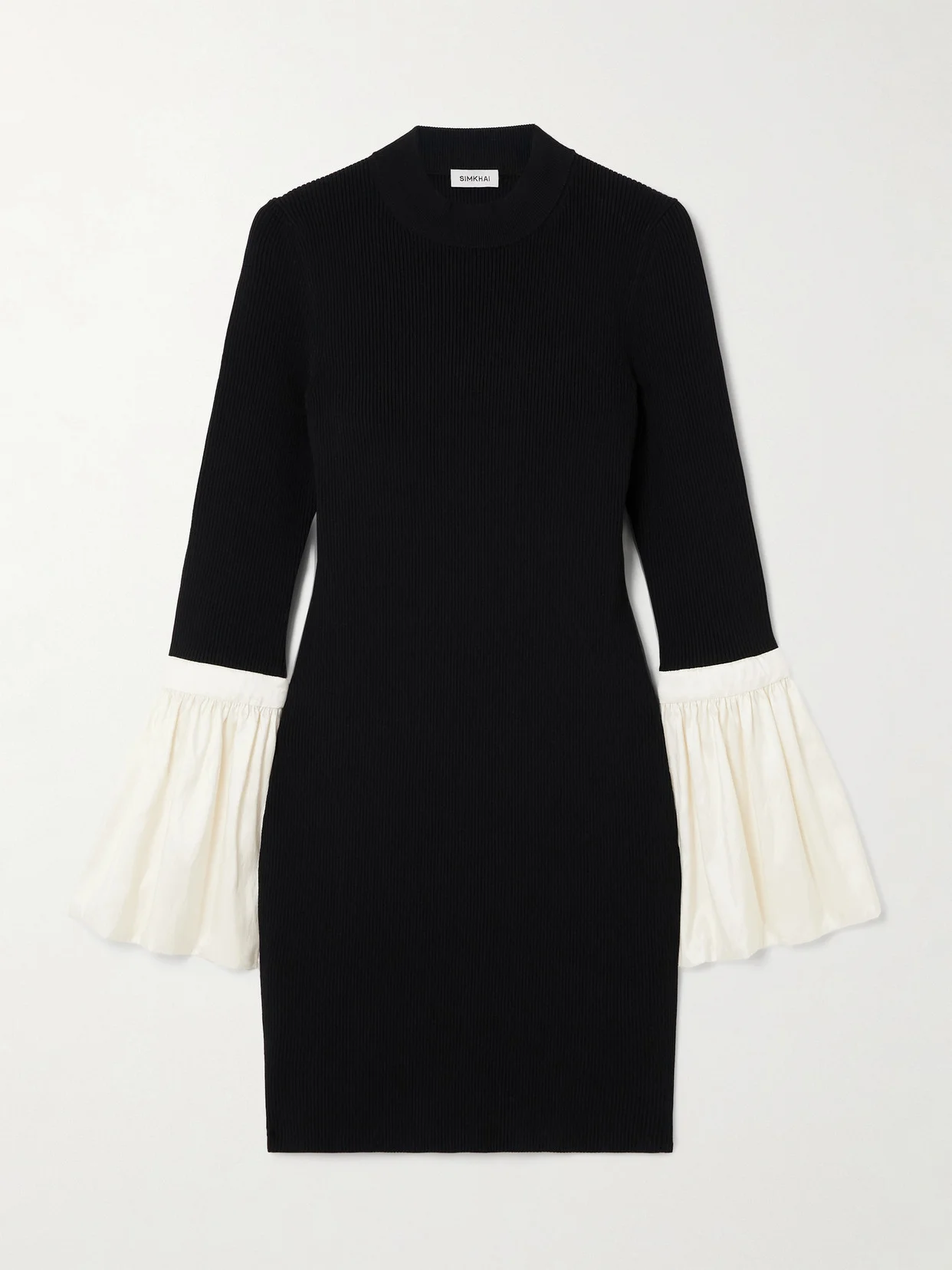 Agathea Satin-trimmed Ribbed-knit Mini Dress - 1