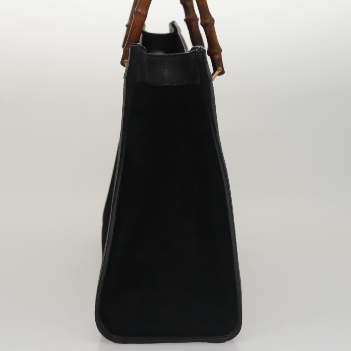 GUCCI Bamboo Hand Bag Suede Leather Black - 5