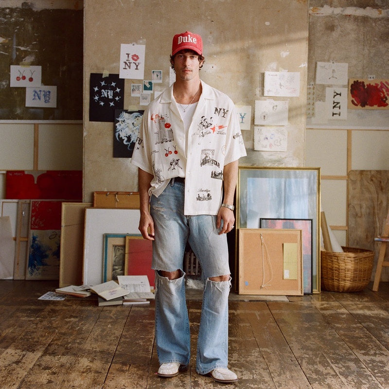 DUKE + DEXTER NY Sketch Vintage White + Red + Black Shirt outlook