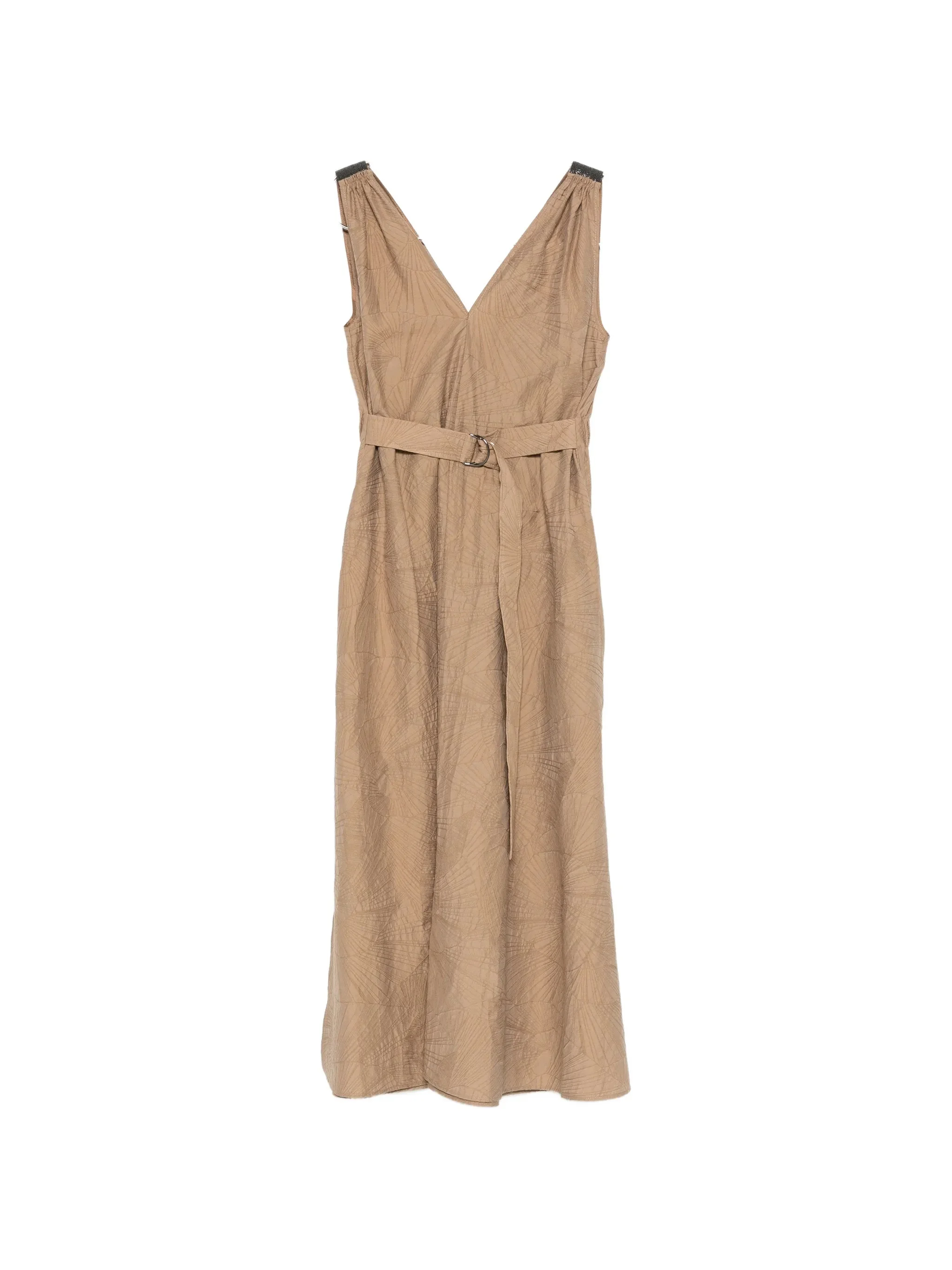 Brunello Cucinelli V-neck Belted Midi Dress - 1