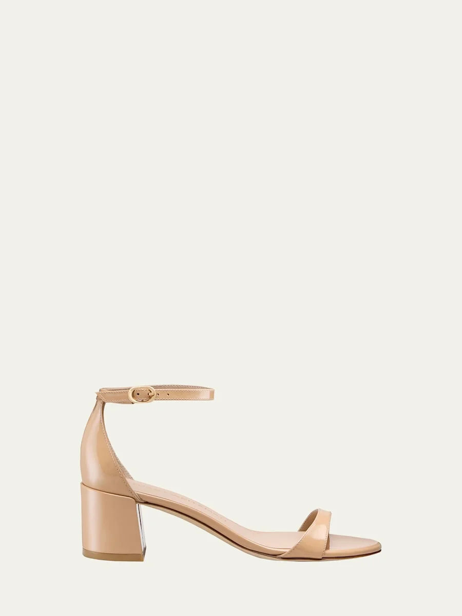 Nudist Patent Ankle-Wrap Low Sandals - 1