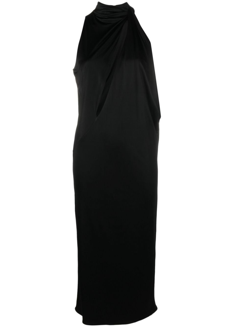 slashed halterneck midi dress - 1