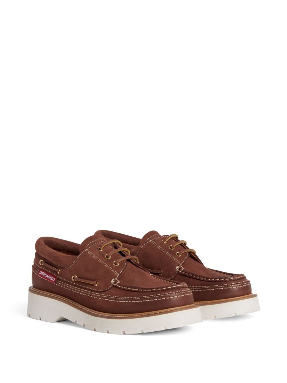 lace-up leather boat shoes - 2