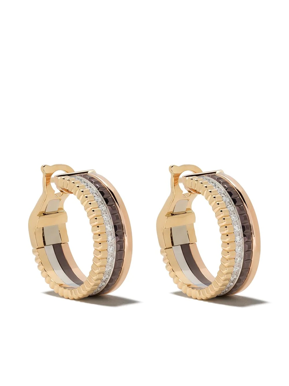 18kt yellow, white and rose gold Quatre Classic hoop diamond earrings - 1