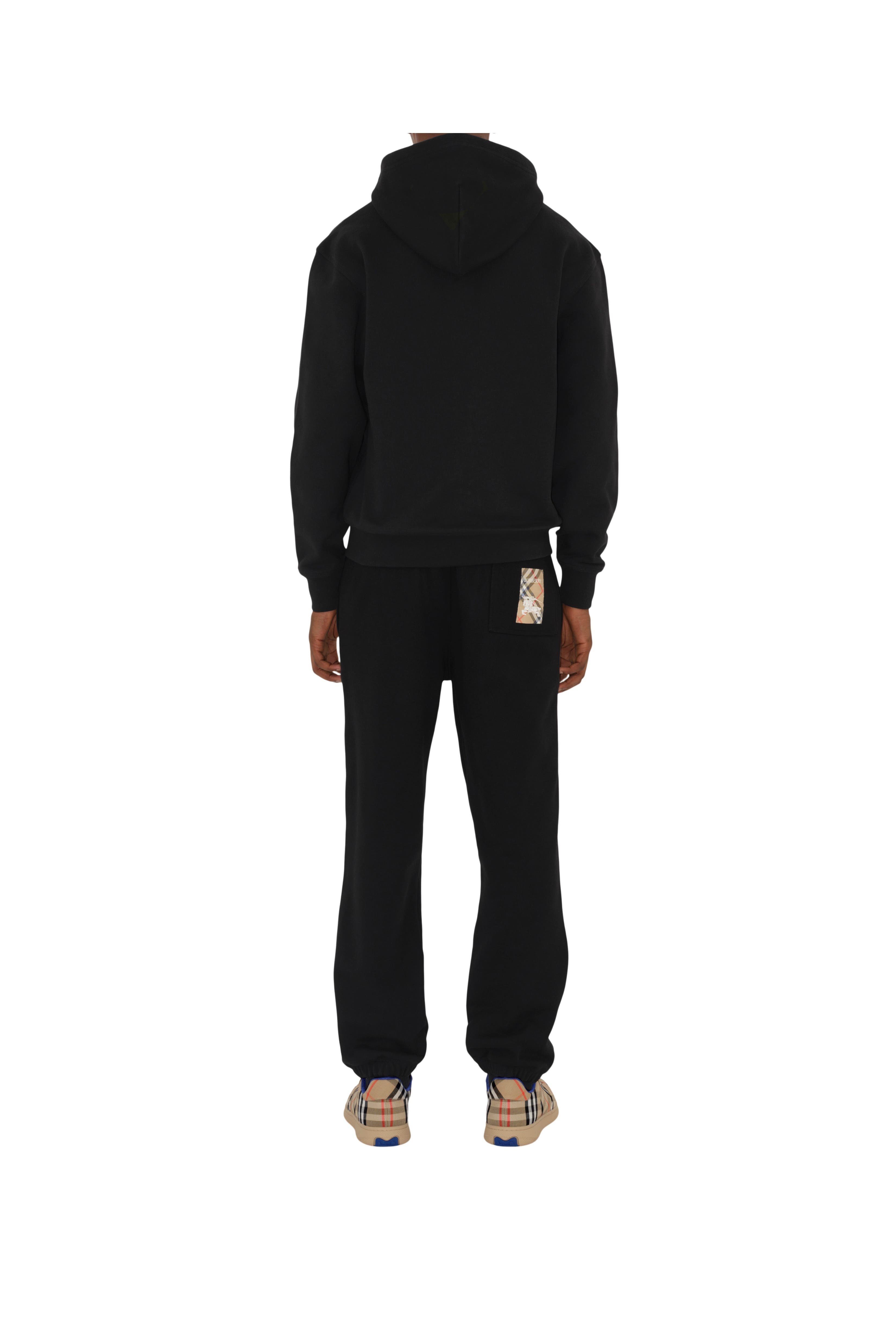 burberry Check Label Cotton Zip Hoodie in Black at Nordstrom - 5