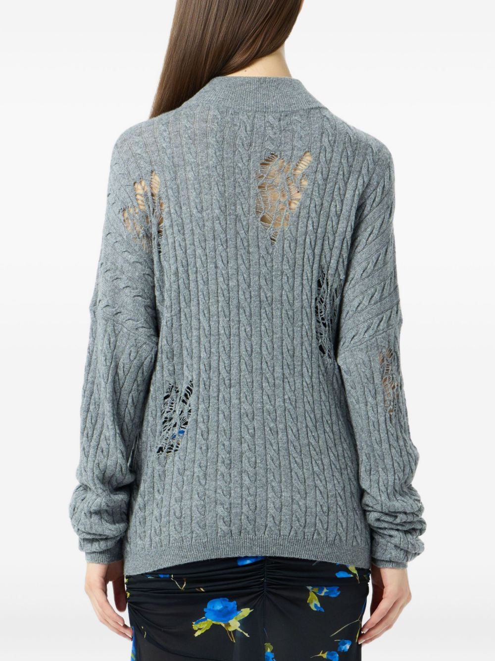 cable-knit distressed sweater - 4