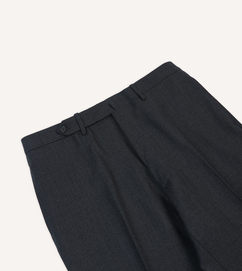 Charcoal Tropical Wool Flat Front Trouser 4
