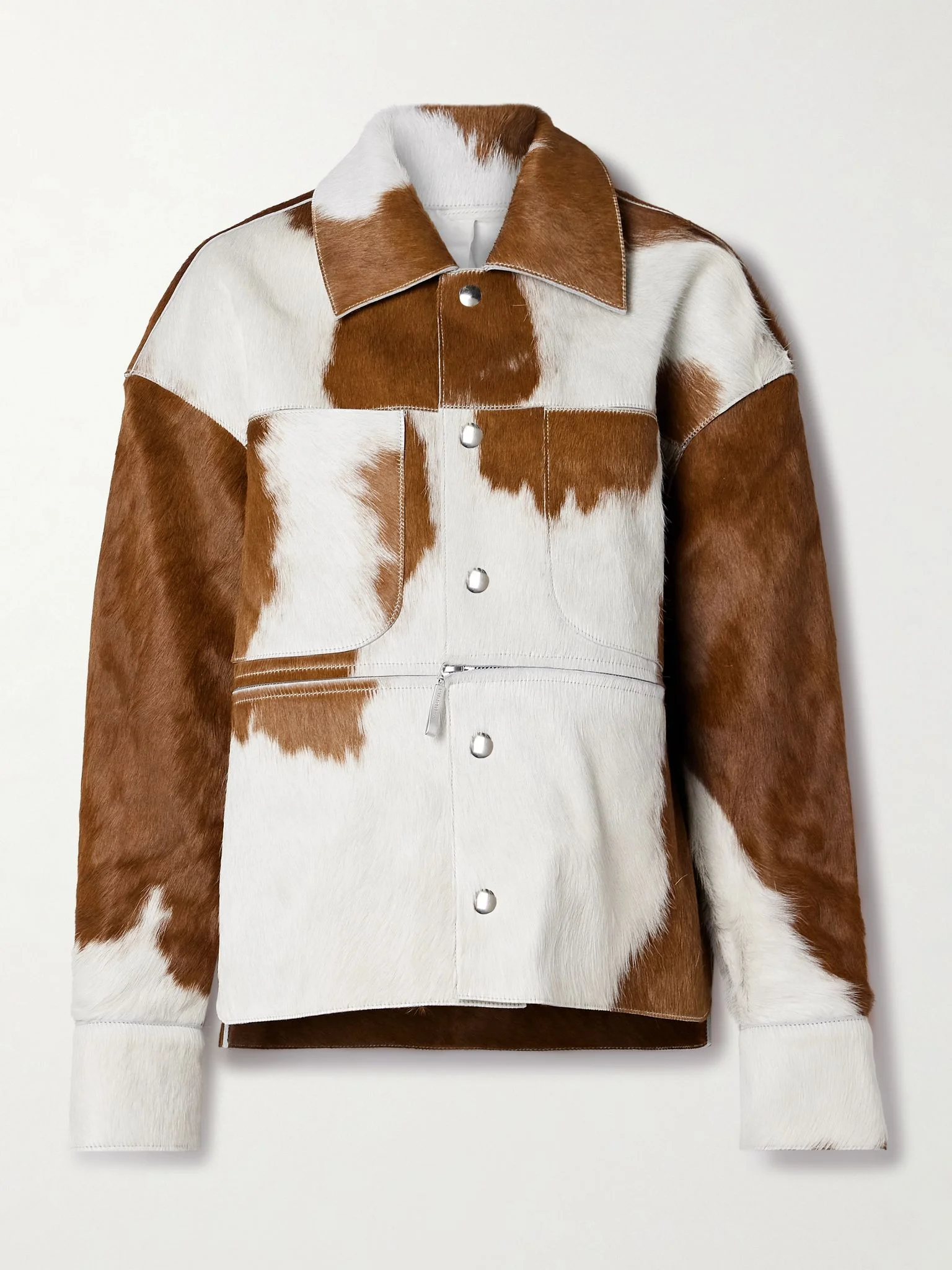 Highlands convertible paneled calf hair jacket Brown - 1