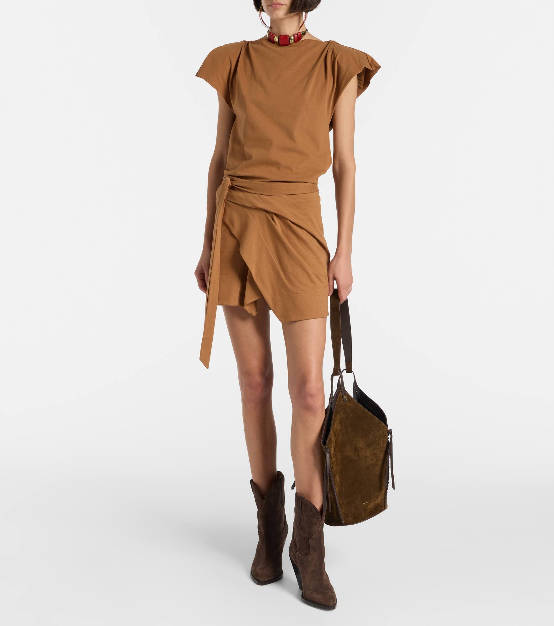 Berenice asymmetric cotton wrap skirt - 2
