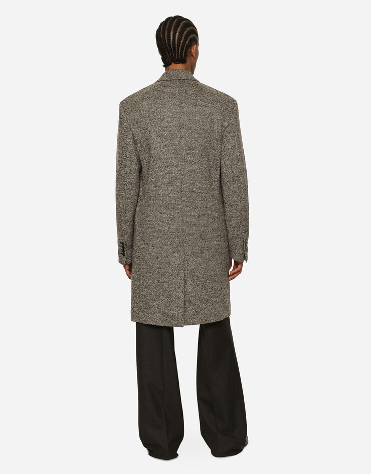 Single-breasted melange diagonal-weave wool coat - 3