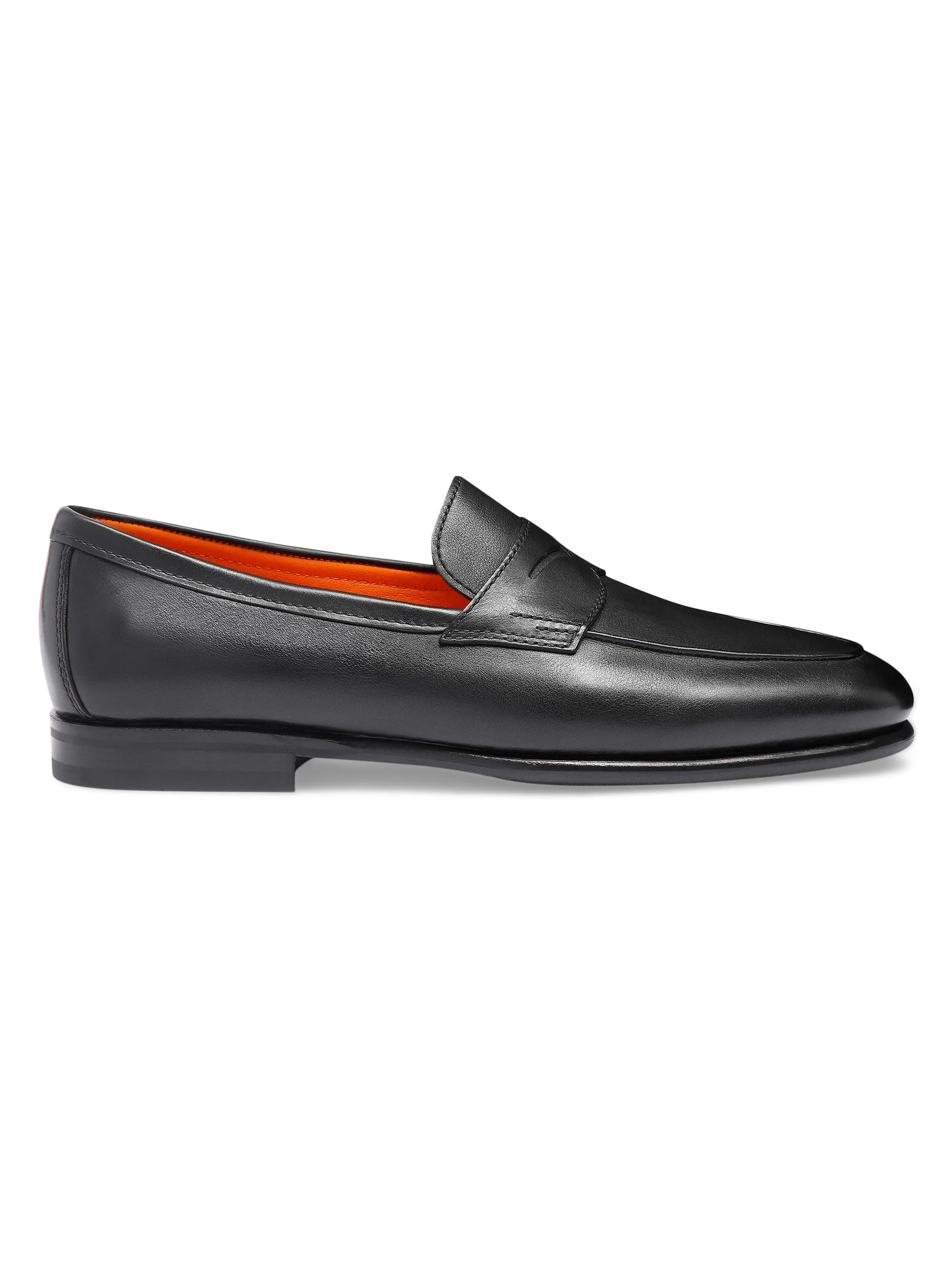 Men's Leather Penny Loafers - Black - 1