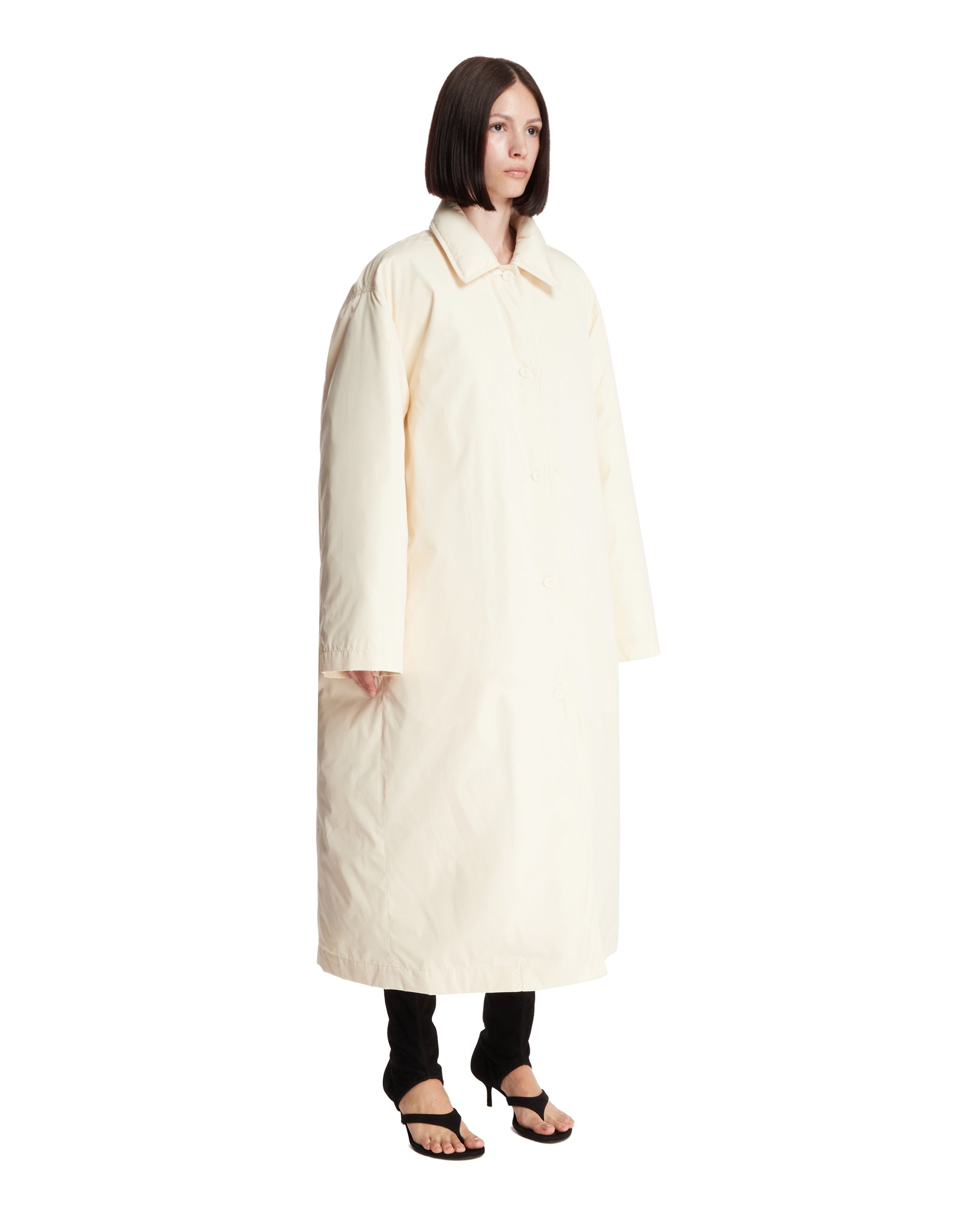 White Oversized Long Coat - 4