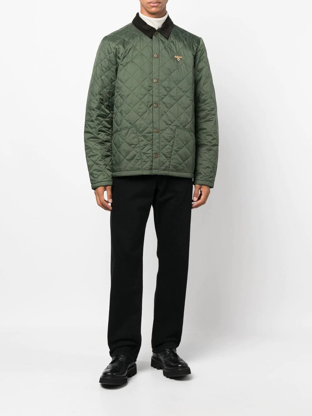 logo-embroidered quilted jacket - 2